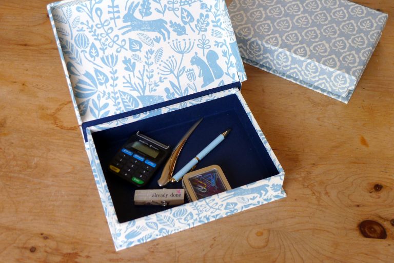 Desk Tidy Box in Shaker Nature Blue. 2JPG