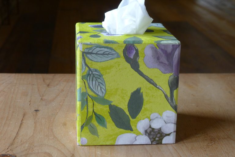 Square Tissue Box in Porcelain Lime