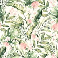 Tropical Flowers Ivory